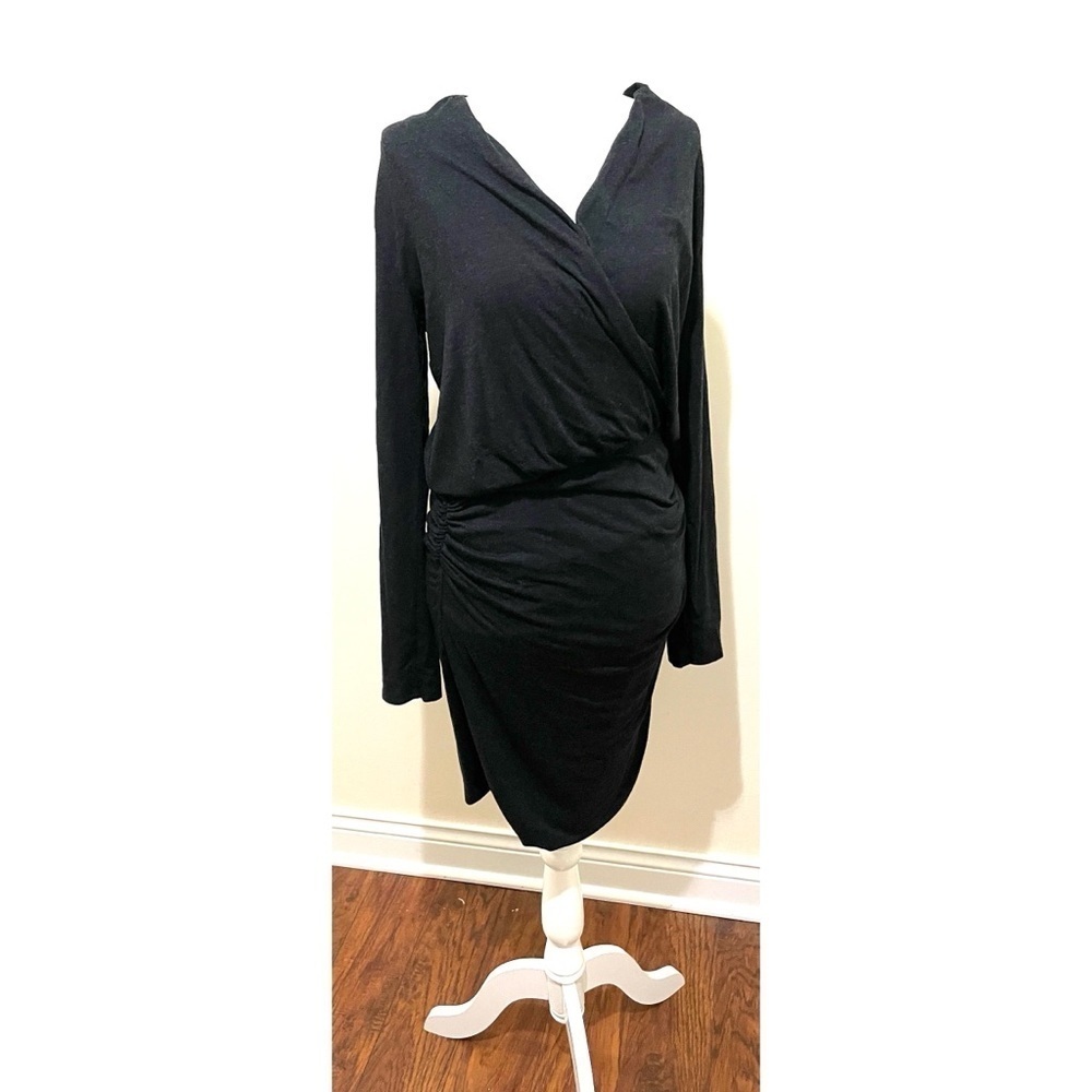 NWT Michael Stars Knit Jersey Long Sleeve Faux Wrap Dress, Size Small